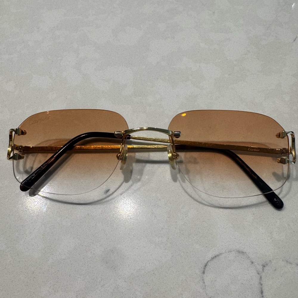 Cartier Gold Frame Sunglasses with Brown Lenses